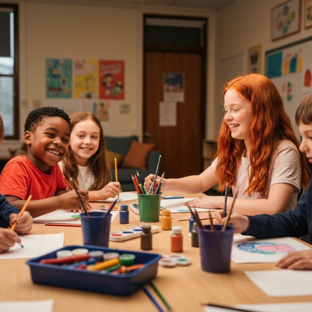 Children doing creative activities together